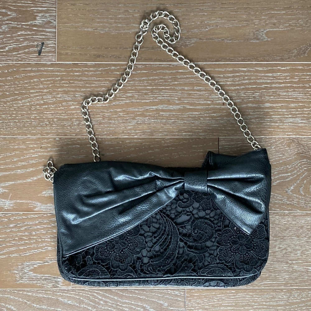 Poppie Jones Lace Clutch & Crossbody Handbag | Black